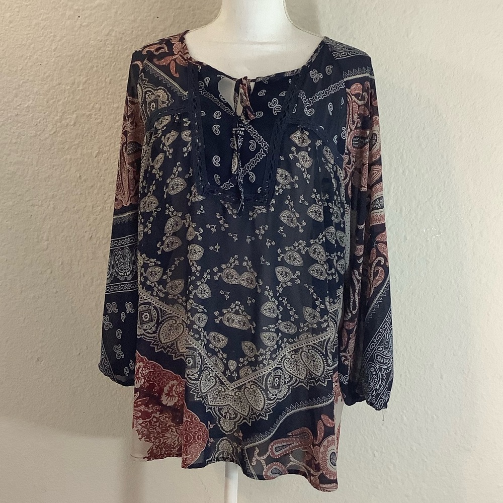 Vantarsi Boho floral flowy tunic top blouse 3X Plus